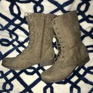 Suede Combat Boots